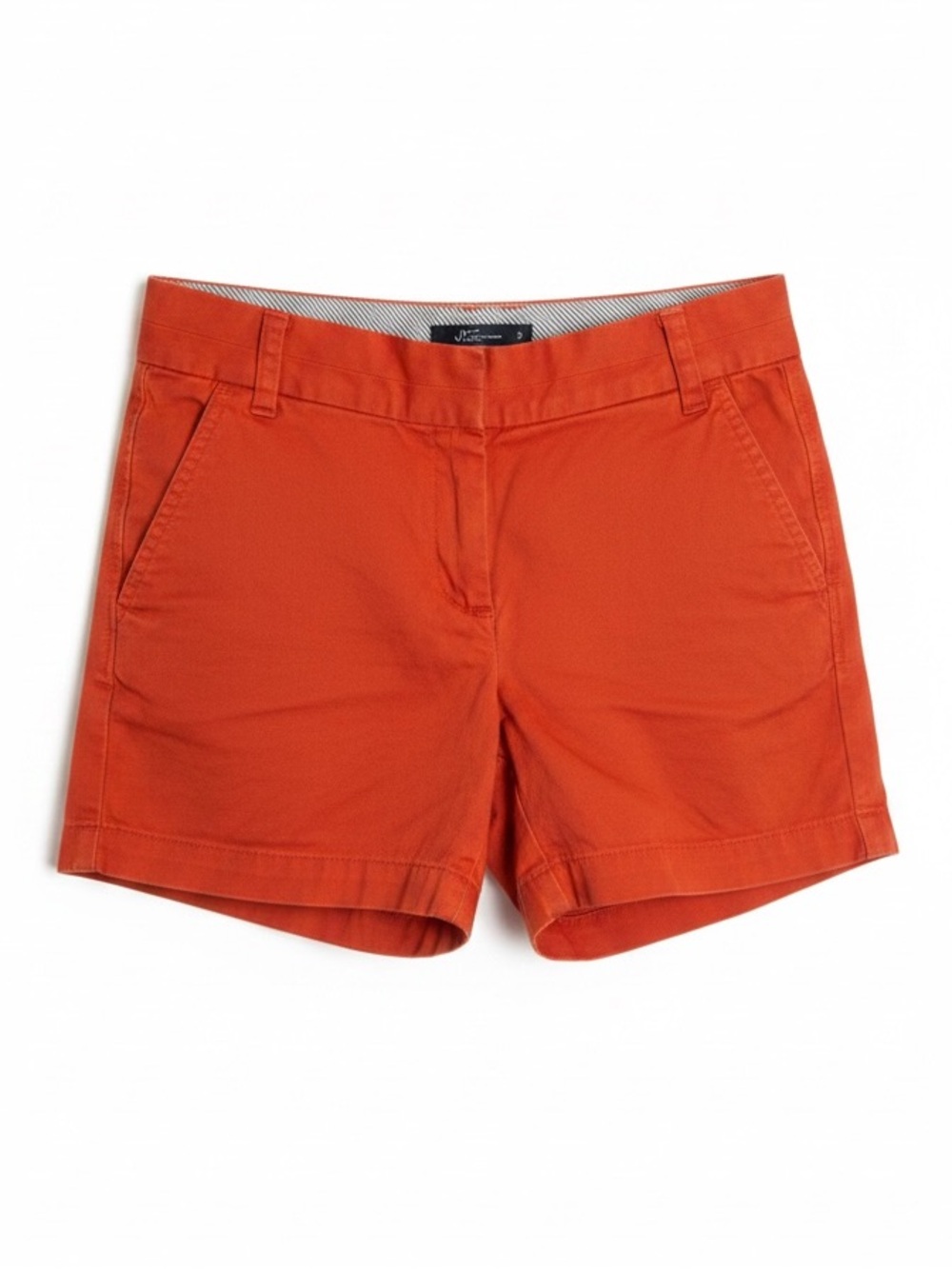 J. Crew Mid Rise Bright Red Orange Broken In Chino Shorts